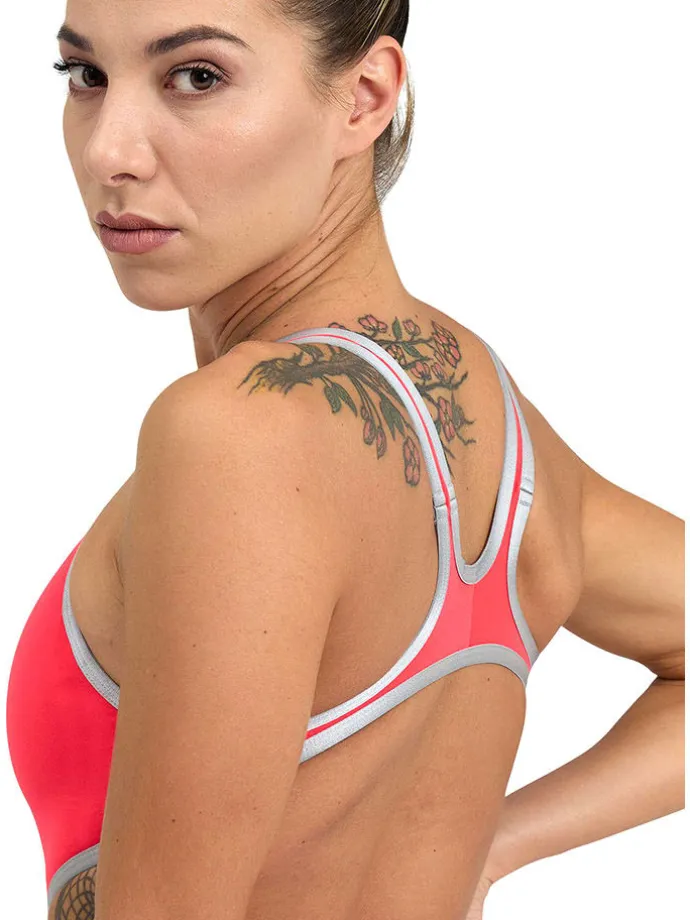 Badeanzug in Pink/ Silber