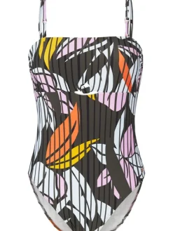 Badeanzug "Mondial" in Schwarz/ Bunt