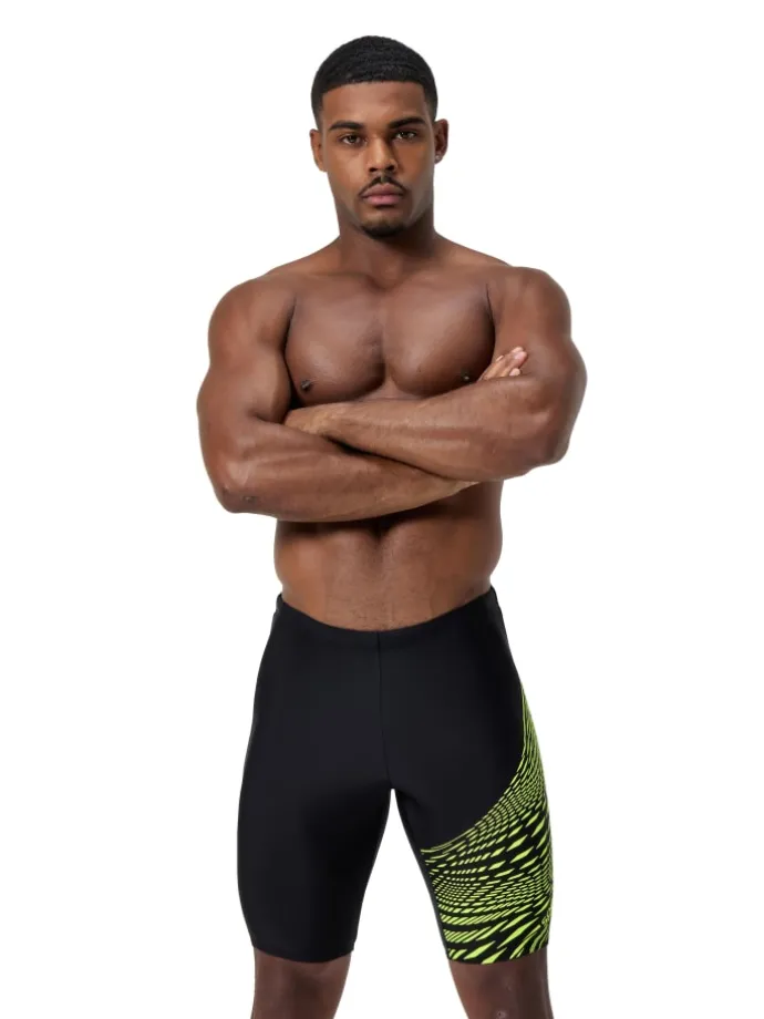 Badehose "Eco Medley" in Schwarz/ Limette
