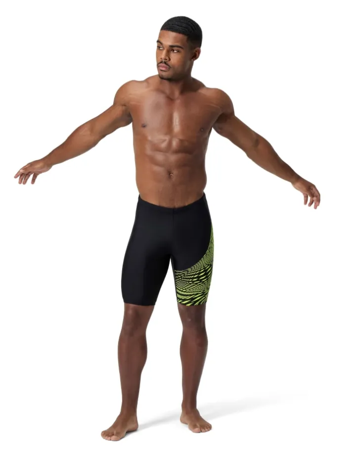 Badehose "Eco Medley" in Schwarz/ Limette