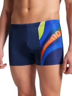Badehose in Dunkelblau/ Gold/ Orange