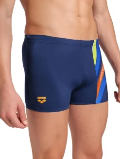 Badehose in Dunkelblau/ Gold/ Orange