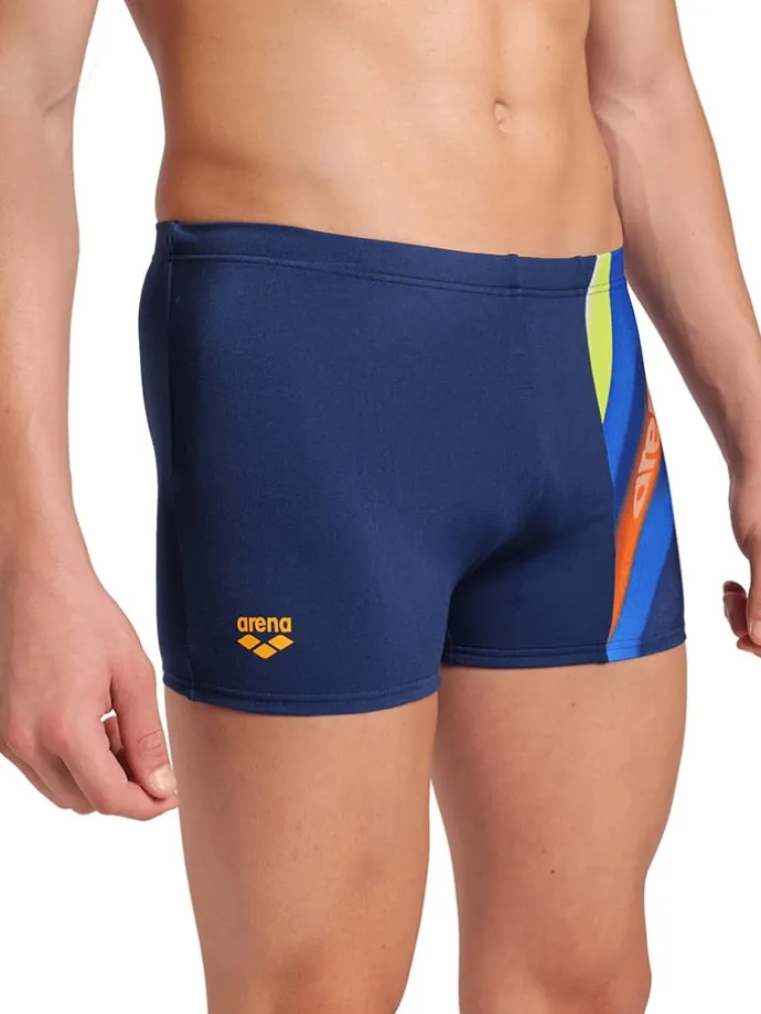 Badehose in Dunkelblau/ Gold/ Orange