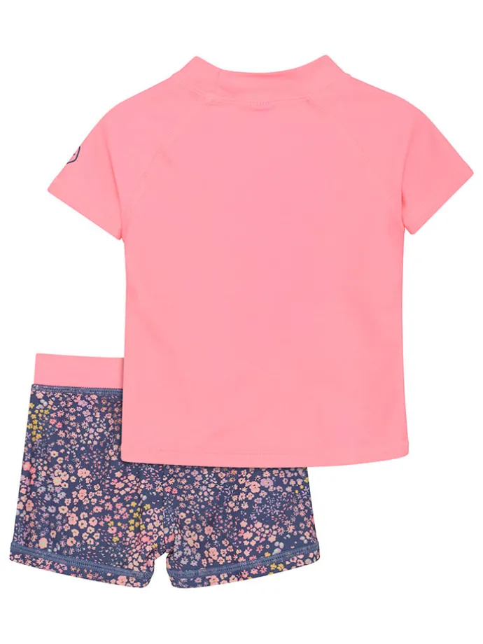 Badeoutfit in Dunkelblau/ Pink