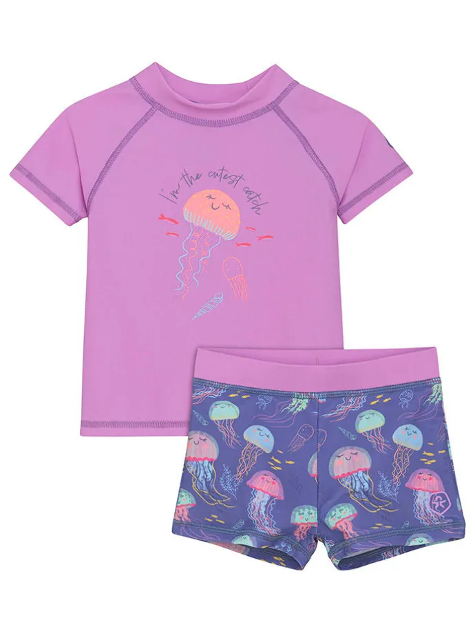 Badeoutfit in Lila/ Dunkelblau