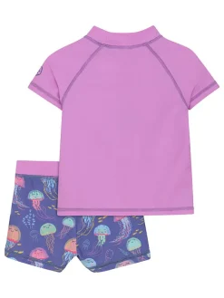 Badeoutfit in Lila/ Dunkelblau