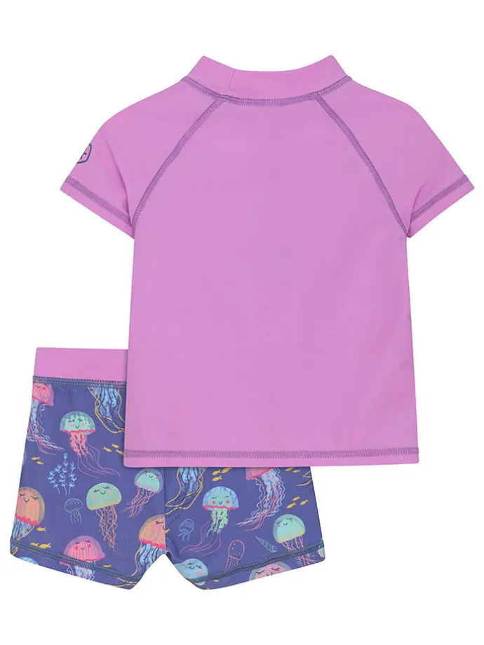 Badeoutfit in Lila/ Dunkelblau