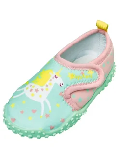 Badeschuhe in Mint/ Bunt