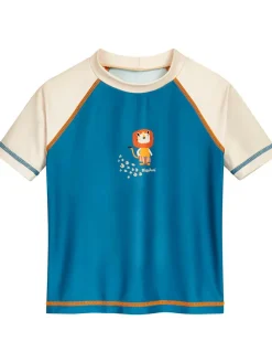 Badeshirt in Blau/ Creme