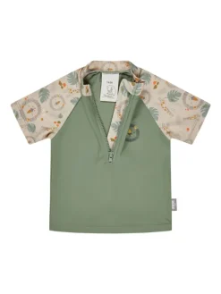 Badeshirt kurzarm Löwe in dunkelgrün