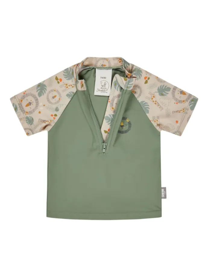 Badeshirt kurzarm Löwe in dunkelgrün