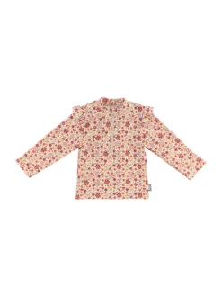 Badeshirt langarm Blumen in ecru