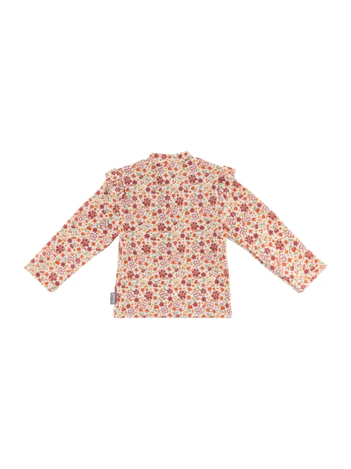 Badeshirt langarm Blumen in ecru