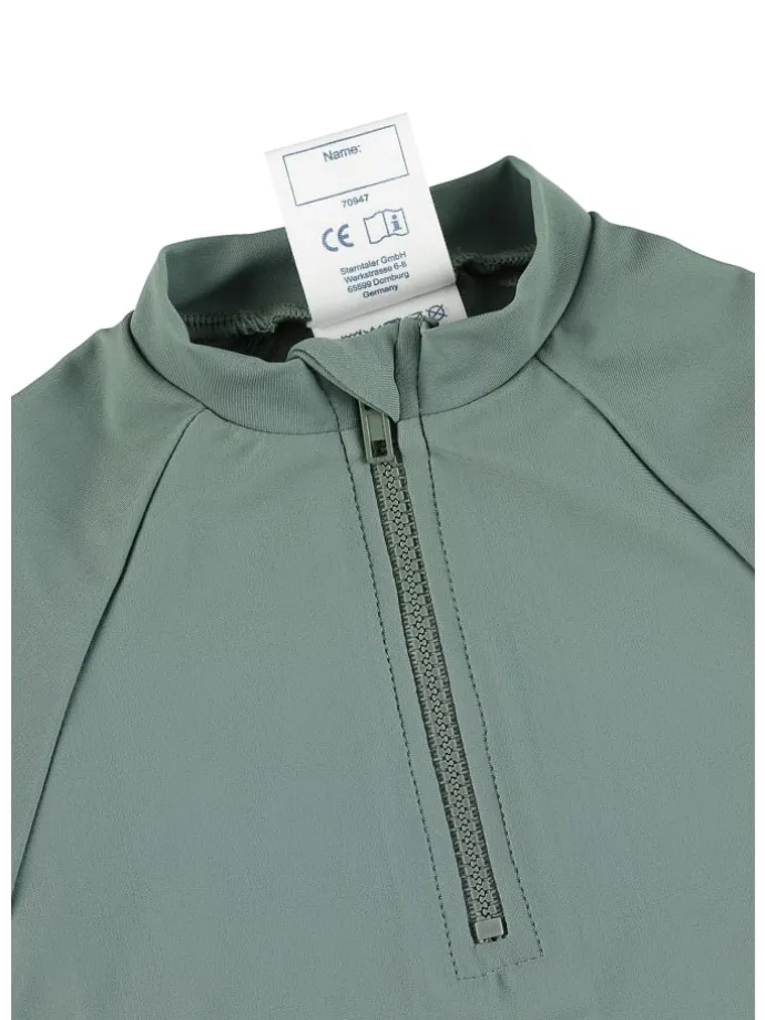 Badeshirt langarm uni in dunkelgrün