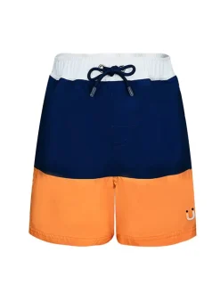 Badeshorts "Aysu" in Dunkelblau/ Orange/ Weiß