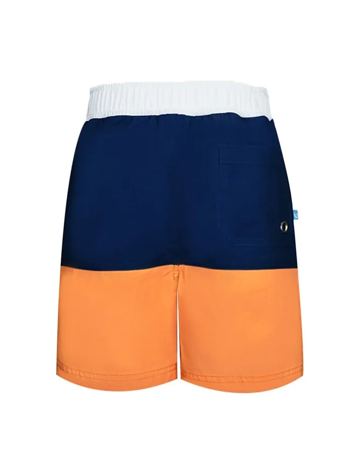 Badeshorts "Aysu" in Dunkelblau/ Orange/ Weiß