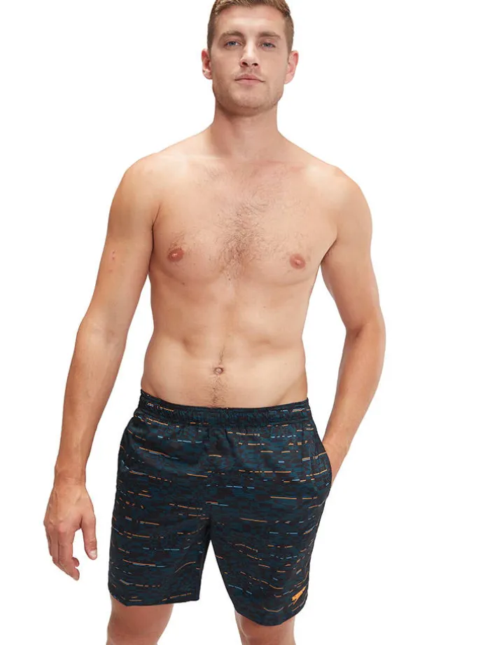 Badeshorts "Eco Xpress" in Schwarz/ Dunkelblau/ Orange