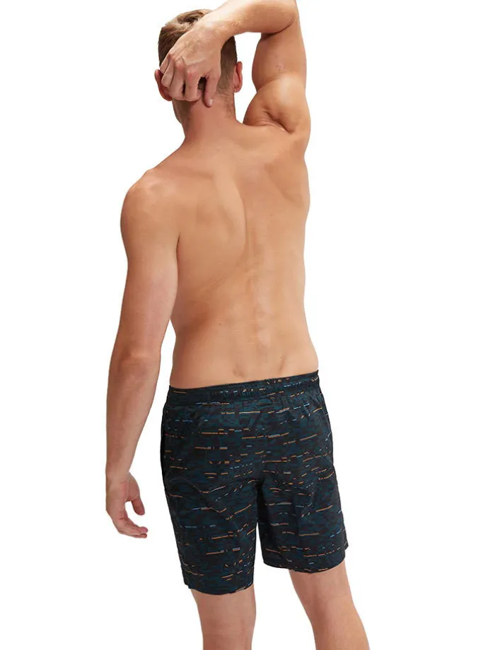 Badeshorts "Eco Xpress" in Schwarz/ Dunkelblau/ Orange