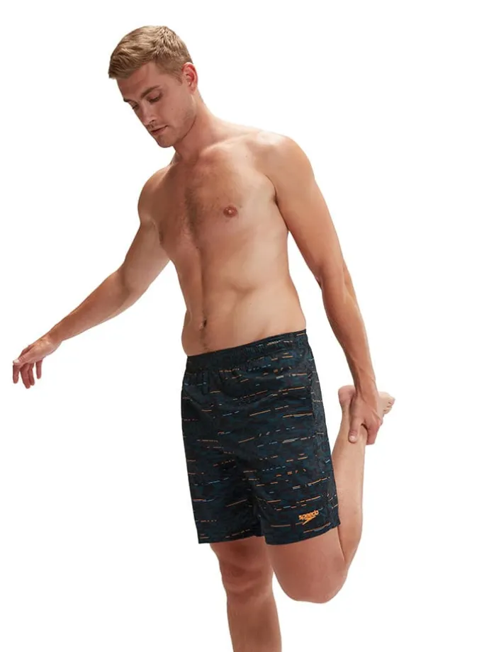 Badeshorts "Eco Xpress" in Schwarz/ Dunkelblau/ Orange
