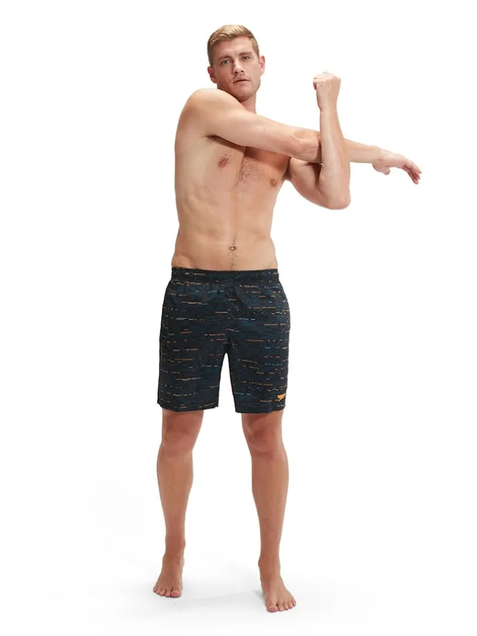 Badeshorts "Eco Xpress" in Schwarz/ Dunkelblau/ Orange