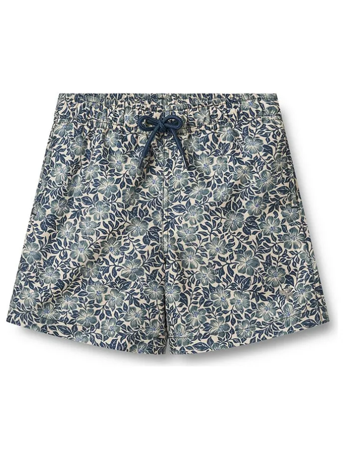 Badeshorts "Hansi" in Creme/ Blau
