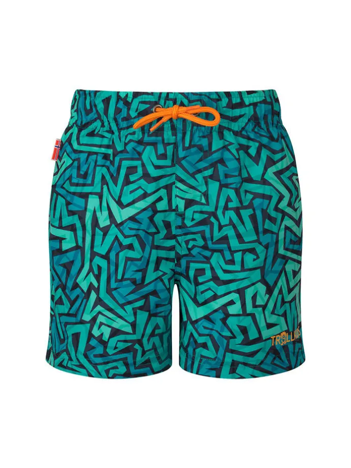 Badeshorts "Haukland" in Türkis/ Schwarz