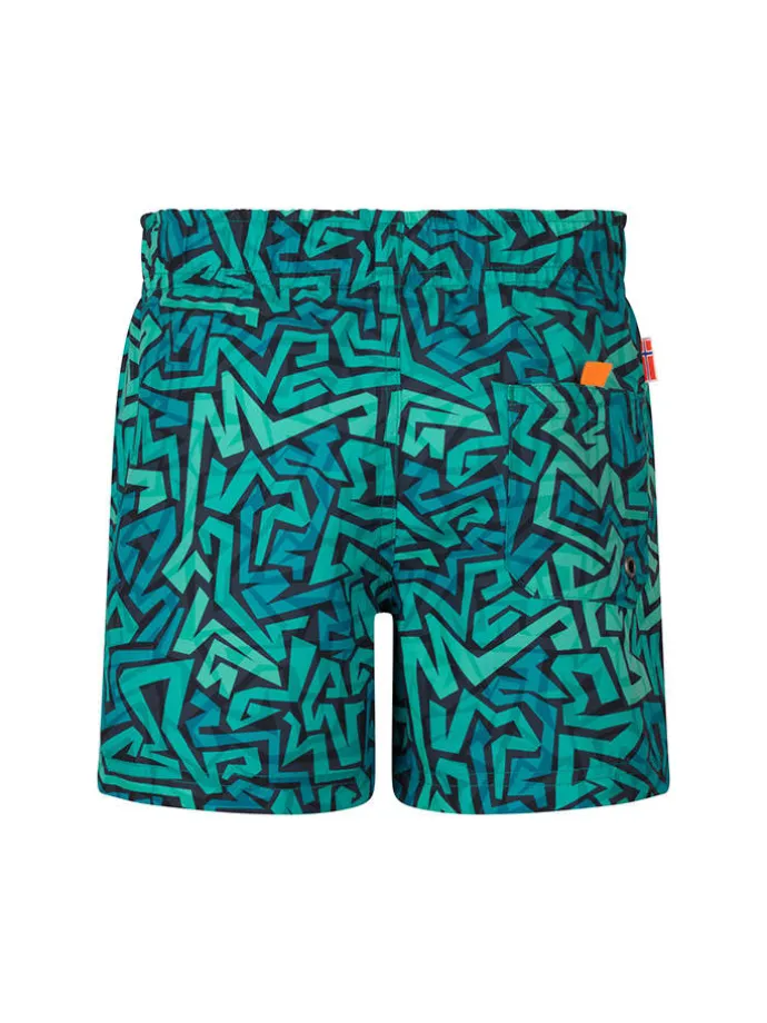 Badeshorts "Haukland" in Türkis/ Schwarz