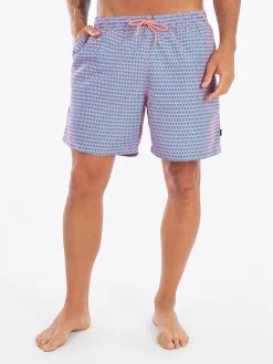 Badeshorts in Apricot/ Blau