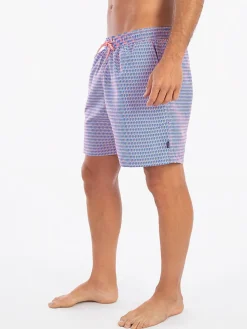 Badeshorts in Apricot/ Blau
