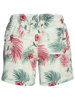 Badeshorts in Creme/ Grün/ Rot