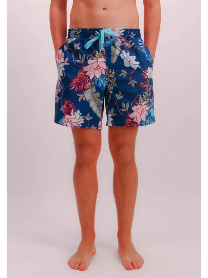Badeshorts in Dunkelblau/ Bunt