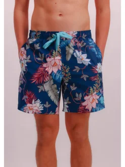 Badeshorts in Dunkelblau/ Bunt