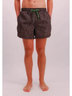 Badeshorts in Schwarz/ Beige