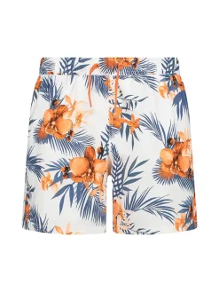 Badeshorts in Weiß/ Orange/ Blau