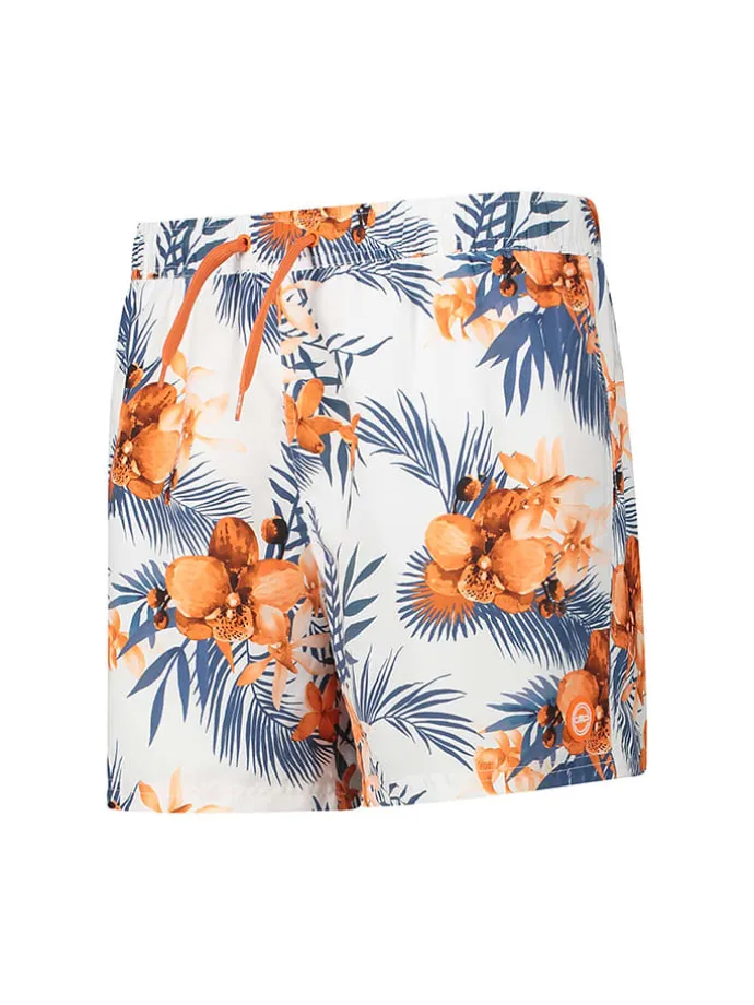 Badeshorts in Weiß/ Orange/ Blau