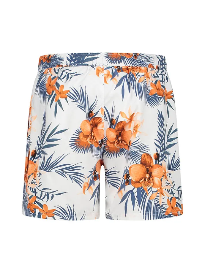 Badeshorts in Weiß/ Orange/ Blau