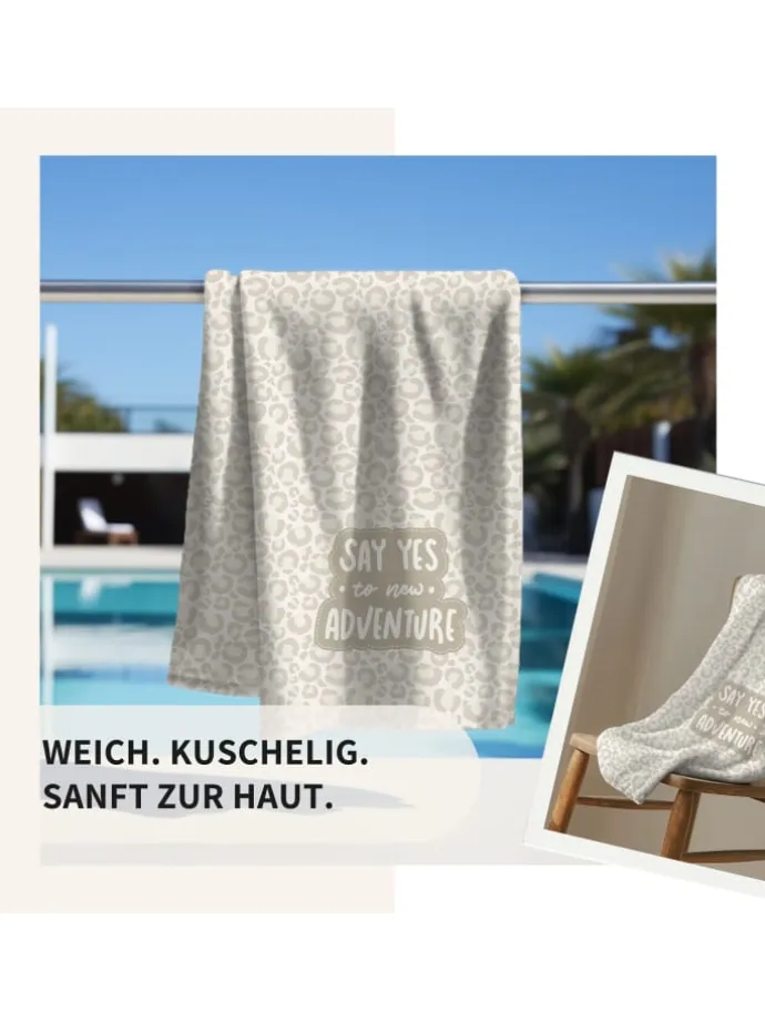 Badetuch / Strandtuch "Leopard" 70x140 cm in Beige