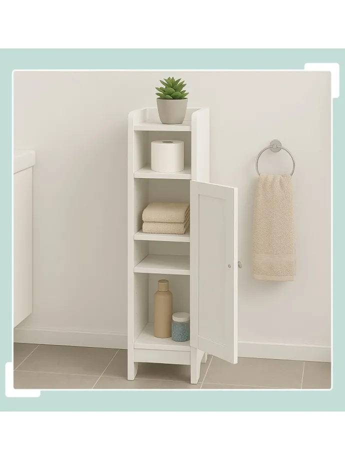 Badezimmerschrank in Weiß - (B)18 x (H)80 x (T)20 cm