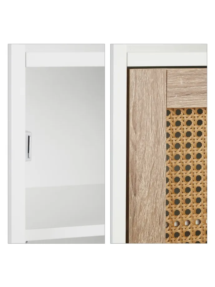 Badezimmerschrank in Weiß/ Natur - (B)30 x (H)96,5 x (T)30 cm