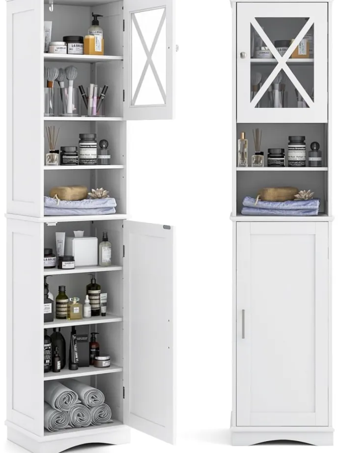 Badezimmerschrank schmal in Weiß
