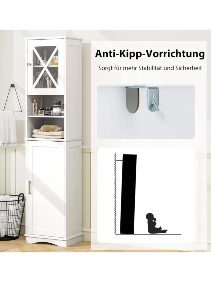 Badezimmerschrank schmal in Weiß
