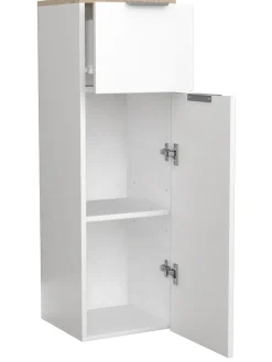 Badmöbel Midischrank Badschrank  Schublade Donali in Weiß / Sonoma-Eiche