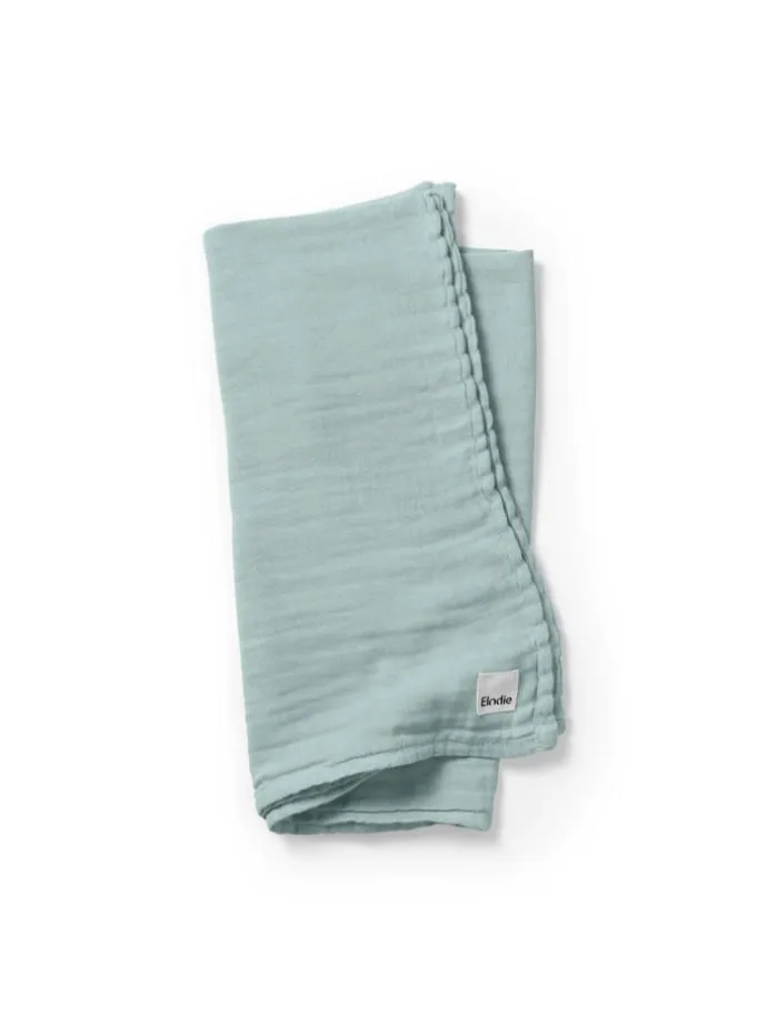 Bambus Musselin Decke - Aqua Turquoise in Türkis 80 x 80