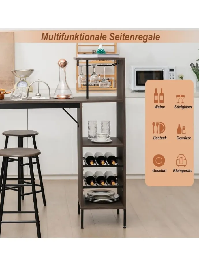 Bartisch mit Barhocker Set in Anthrazit