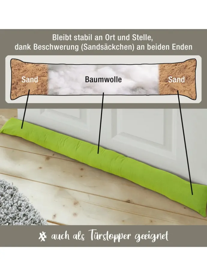 Baumwolle Zugluftstopper Seattle in apfelgrün
