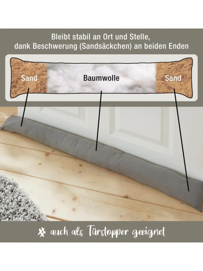 Baumwolle Zugluftstopper Seattle in grau
