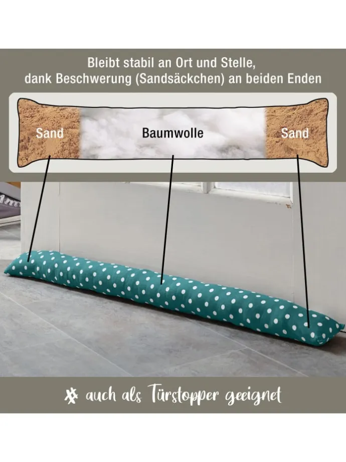 Baumwolle Zugluftstopper Orlando in petrol