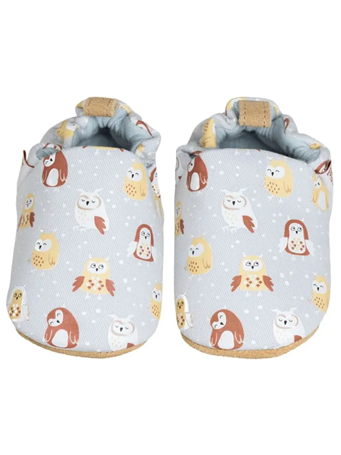 Baumwoll-Krabbelschuhe "Owl" in Hellblau