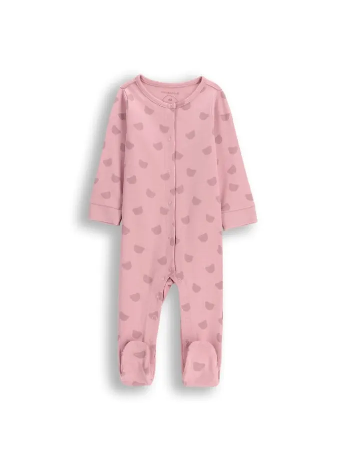 Baumwollstrampler mit Füßen in gedämpftes Rosa