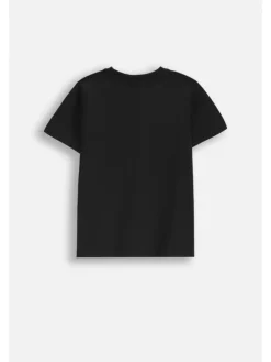 Baumwoll-T-Shirt mit kurzen Ärmeln in schwarz